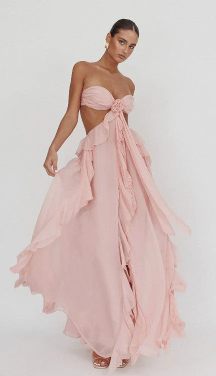 Claribel | Women's Ruffled Halterneck Cut-Out Elegant Maxi Dress - Image 6