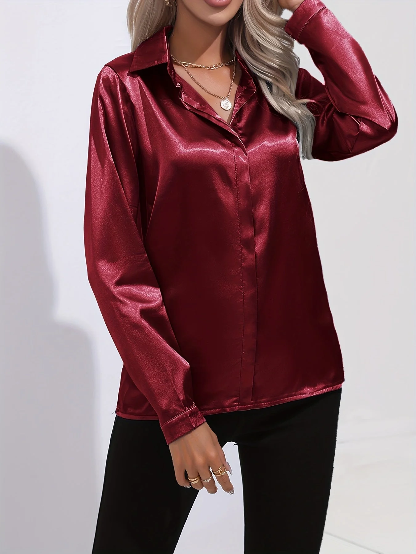 Dulcinea | Elegant Satin Blouse - Image 10
