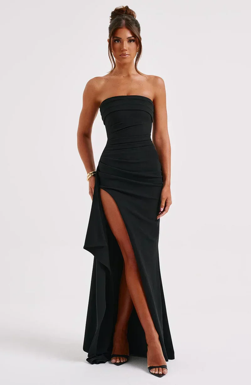 Jackie | Twisted maxi dress without shoulders - Image 5