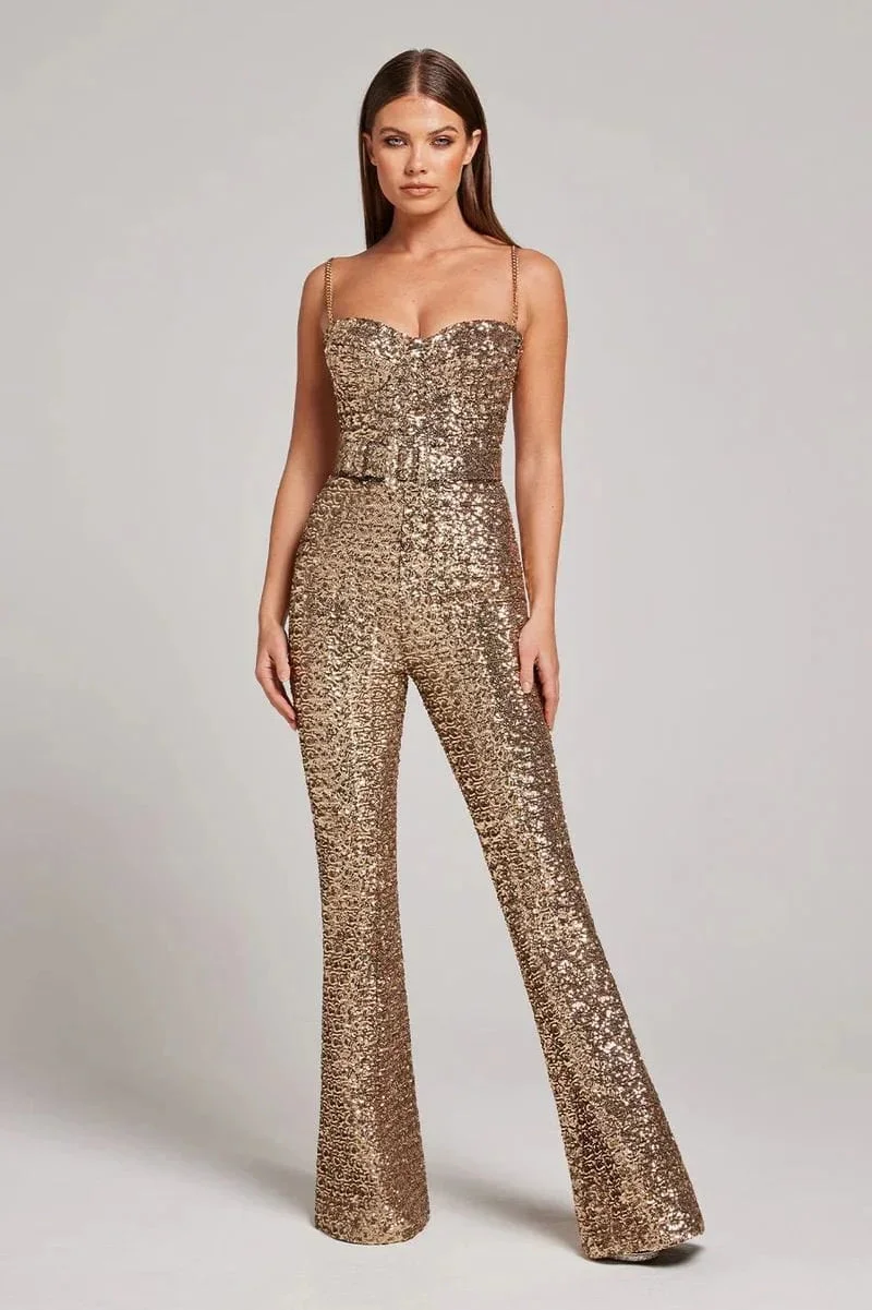 Jemima | Glitter Jumpsuit with Waist Belt Set - Image 3