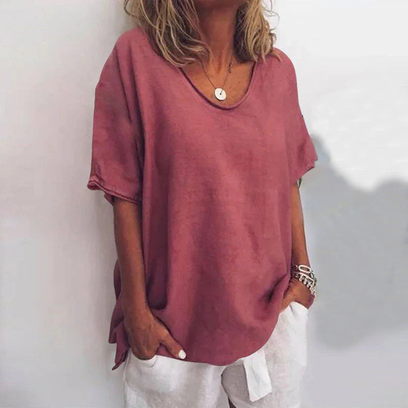 Peony | Classic Loose-Fit Short Sleeve Blouse for Women - Image 3