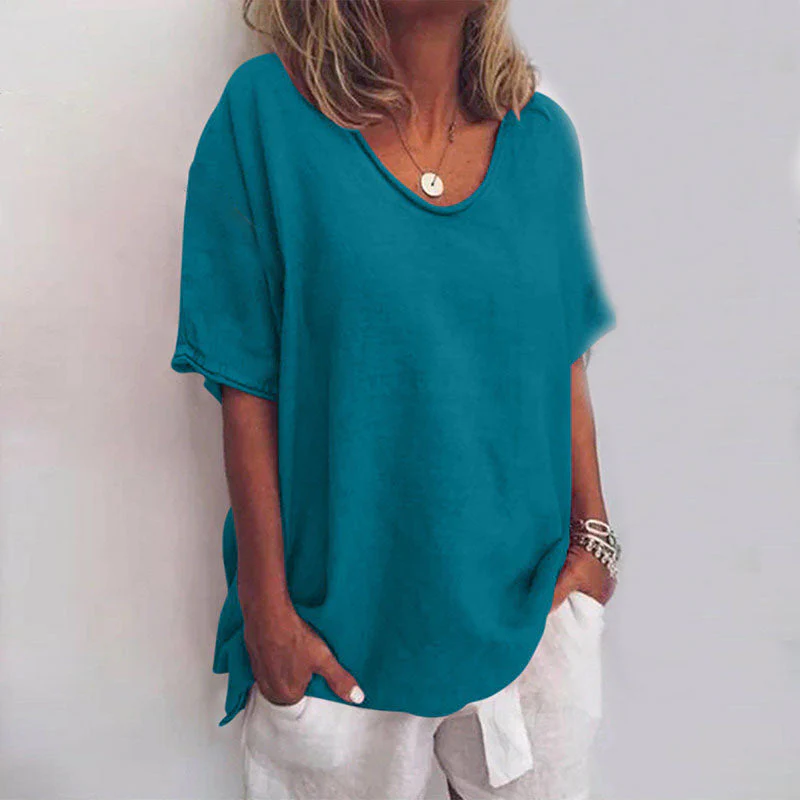 Peony | Classic Loose-Fit Short Sleeve Blouse for Women - Image 4