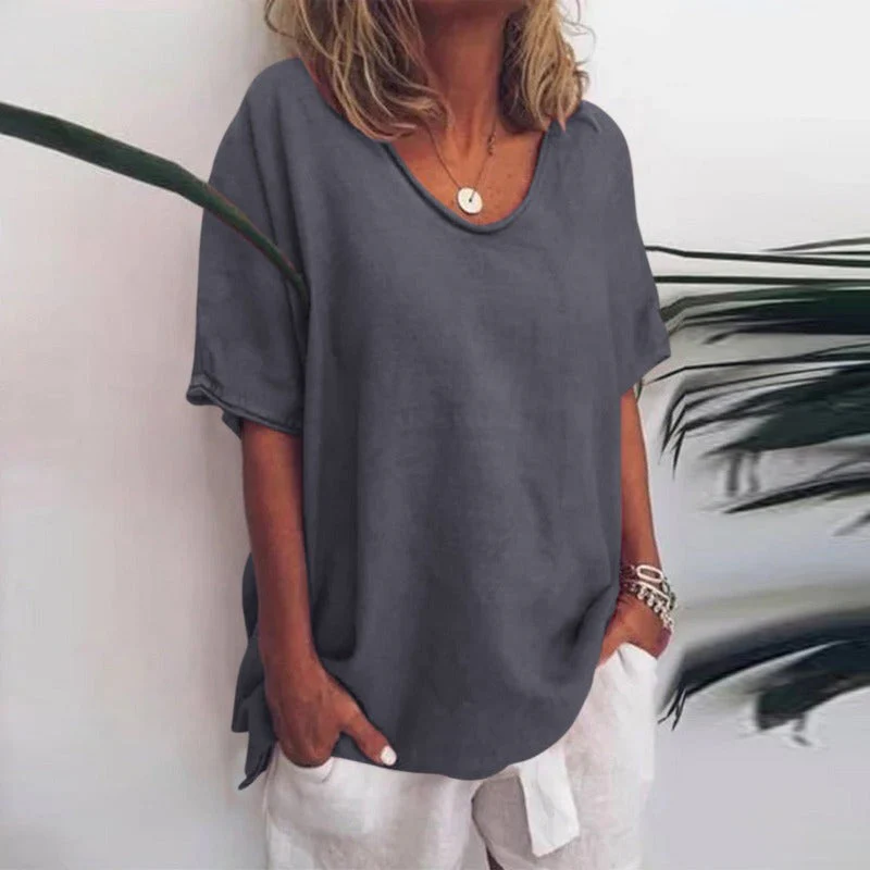 Peony | Classic Loose-Fit Short Sleeve Blouse for Women - Image 6