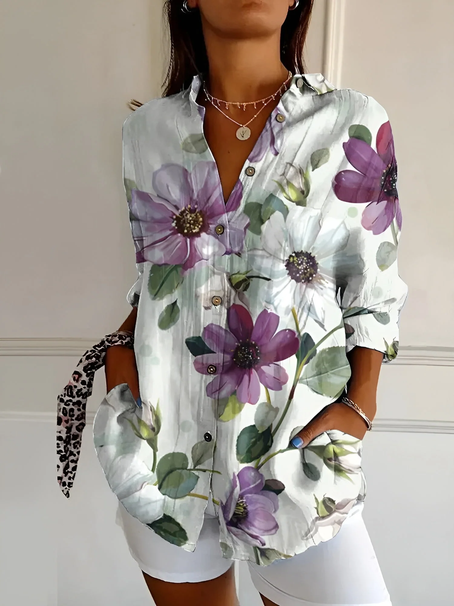 Rebecca | Floral Breeze Button-Up Shirt - Image 8