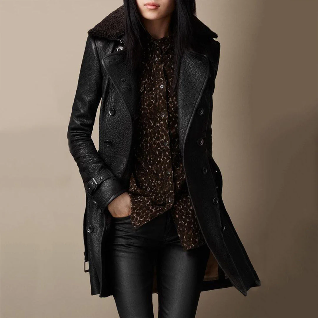 Rosalie | Leather Trench Coat - Image 3