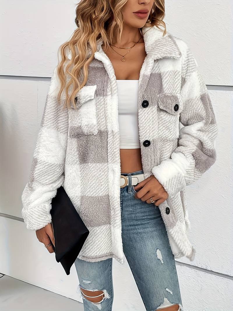 Rosie | Plaid Fleece Jacket - Image 3