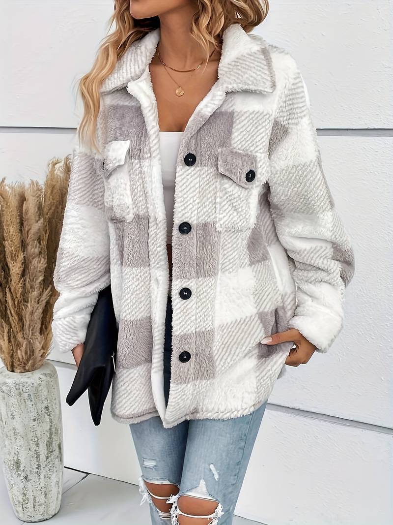 Rosie | Plaid Fleece Jacket - Image 4