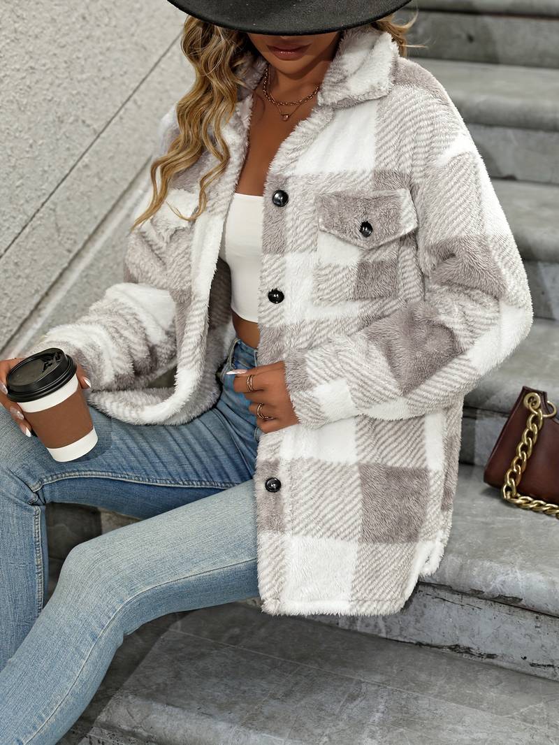 Rosie | Plaid Fleece Jacket - Image 6