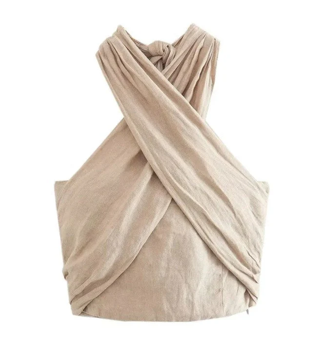 Titania I Linen Halterneck Top - Image 4